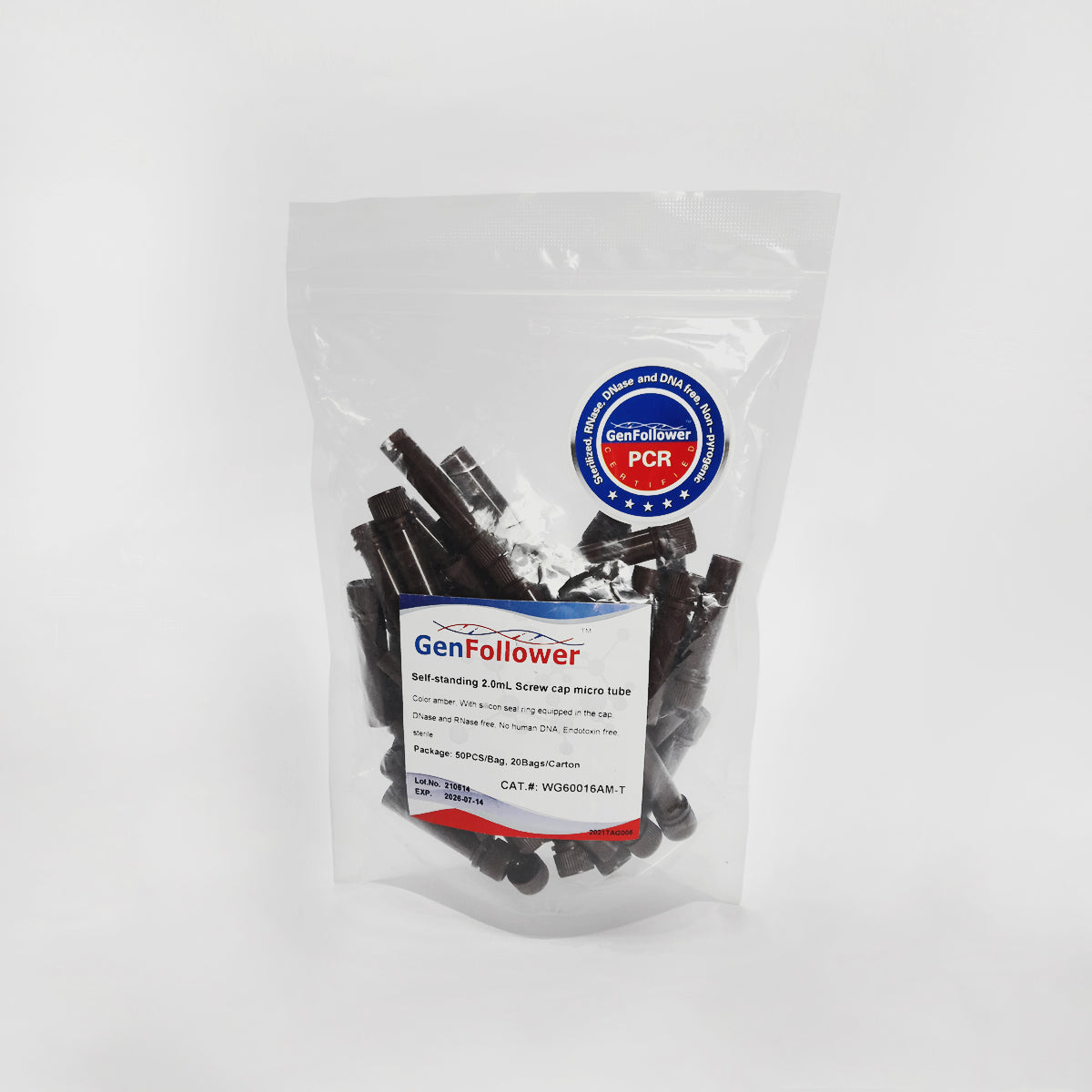 Criotubo autosustentable graduado ambar tapa rosca 2.0 ml 50 UNIDADES